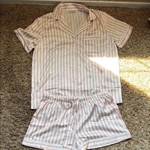 Striped Pink and White Women's Pajama Set